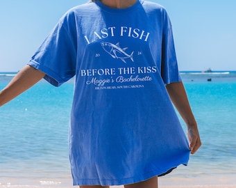 Fishing Bachelorette Comfort Color Shirt, Charter Fishing Bachelorette Shirt, Last Sail Bach, Last Fish Before the Kiss Shirt, Fishing Bride