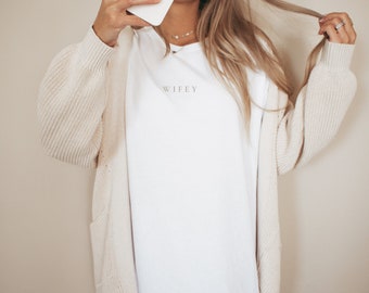 Wifey Comfort Colors Shirt, Wife Shirt, Bride Shirt, Minimalist Bride Shirt, Bride Sleep Shirt