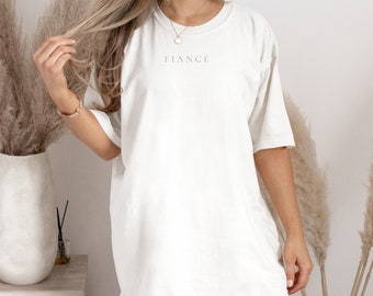 Fiancé Comfort Colors Shirt, Bride Shirt, Bridal Shirt, Minimalist Bride Shirt, Bride Sleep Shirt