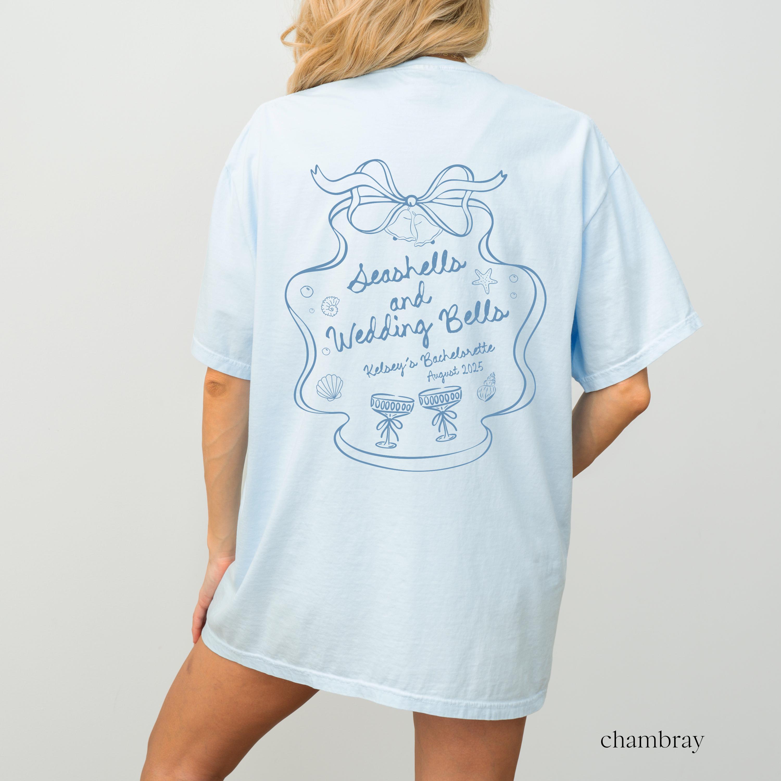 Seashells and Wedding Bells Comfort Colors Shirt, Beach Bachelorette, Custom Bachelorette Party Matching Shirt, Coastal Bachelorette