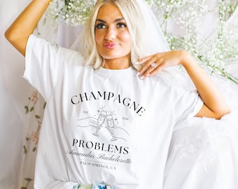 Champagne Problems Bachelorette Comfort Colors Shirt, Custom Bach Shirts, Bridal Party Gifts, She Found Her Lover Shirts, Lover Bachelorette