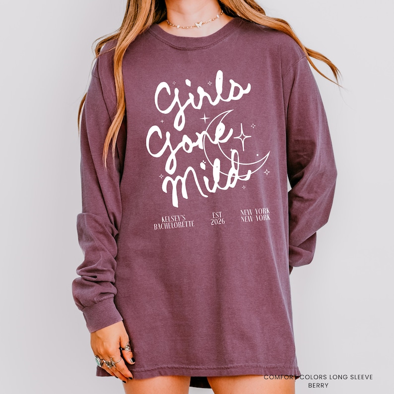 Girls Gone Mild Bachelorette Long Sleeve Shirt, Shirt, Sweatshirt, Pj Bach, Mild Bachelorette, Sleepover Bach, Girls Night, Bridal Pjs bild 1