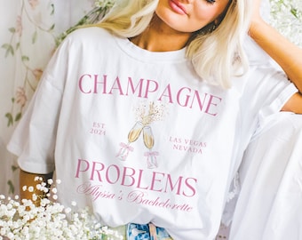 Champagne Problems Bachelorette Comfort Colors Shirt, Custom Bach Shirts, Bridal Party Gifts, She Found Her Lover Shirts, Lover Bachelorette