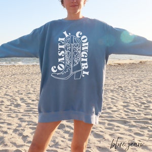 Coastal Cowgirl Comfort Colors Sweatshirt, Comfort Colors Crewneck, Beach Cowgirl, Trendy Crewneck, Beach Sweatshirt, Coastal Crewneck