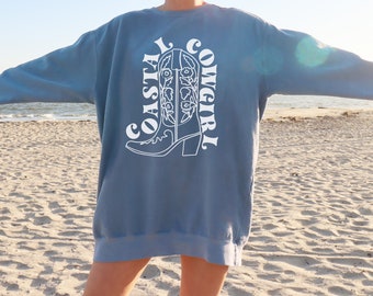 Coastal Cowgirl Comfort Colors Sweatshirt, Comfort Colors Crewneck, Beach Cowgirl, Trendy Crewneck, Beach Sweatshirt, Coastal Crewneck