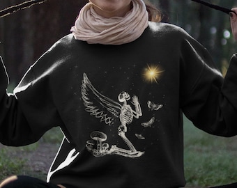 Fairy Grunge, Soft Grunge, Grunge Butterfly, Skeleton Sweatshirt, Goth Aesthetic, Mystical, Moth Sweatshirt Goblincore, Mushroom Sweatshirt