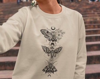 Moth Sweatshirt, Skeleton Sweatshirt, Butterfly Sweatshirt, Witchy Moth Shirt, Goth Sweatshirt, Occult Shirt