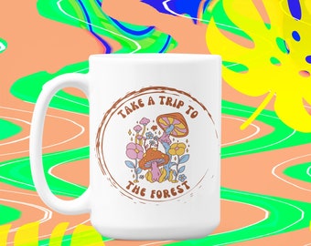 Mushroom Mug, Funny Mushroom Mug, Cottagecore Mug, Forest Mug, Garden Mug, Large Coffee Mug, Mushroom Lover Gift, 15oz Mug