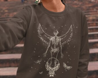Fairy Grunge, Soft Grunge, Grunge Butterfly, Skeleton Sweatshirt, Goth Aesthetic, Mystical, Moth Sweatshirt, Crystal Ball