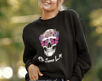 Skull Sweatshirt, Goth Shirt, Butterfly Shirt, Butterfly Skull, Pastel Goth Clothing, Butterfly Sweatshirt