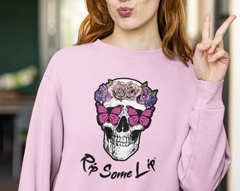 Skull Sweatshirt, Goth Shirt, Butterfly Shirt, Butterfly Skull, Pastel Goth Clothing, Butterfly Sweatshirt