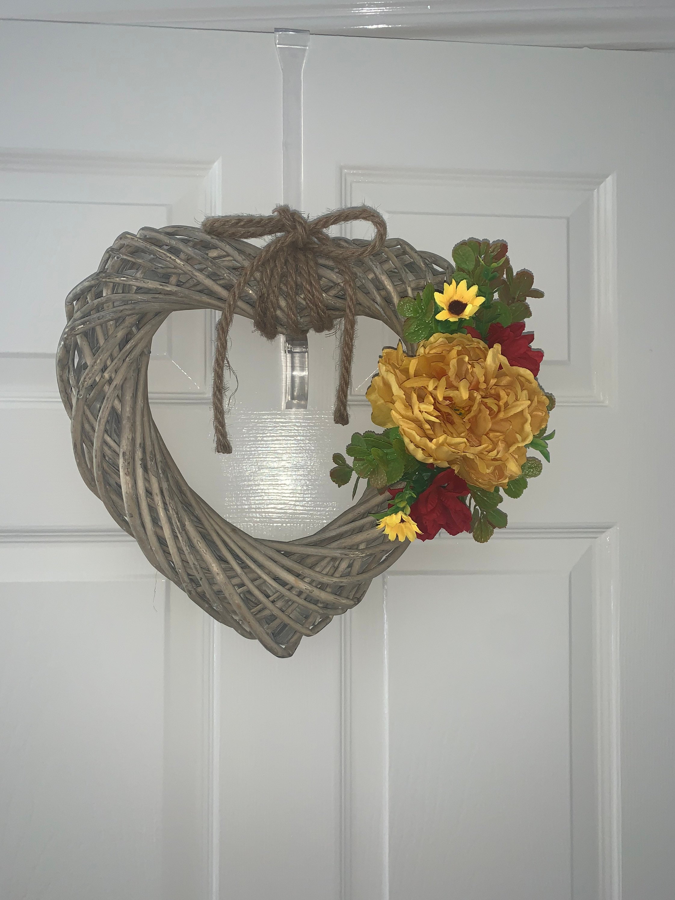 handmade autumn wicker heart door wreath Etsy