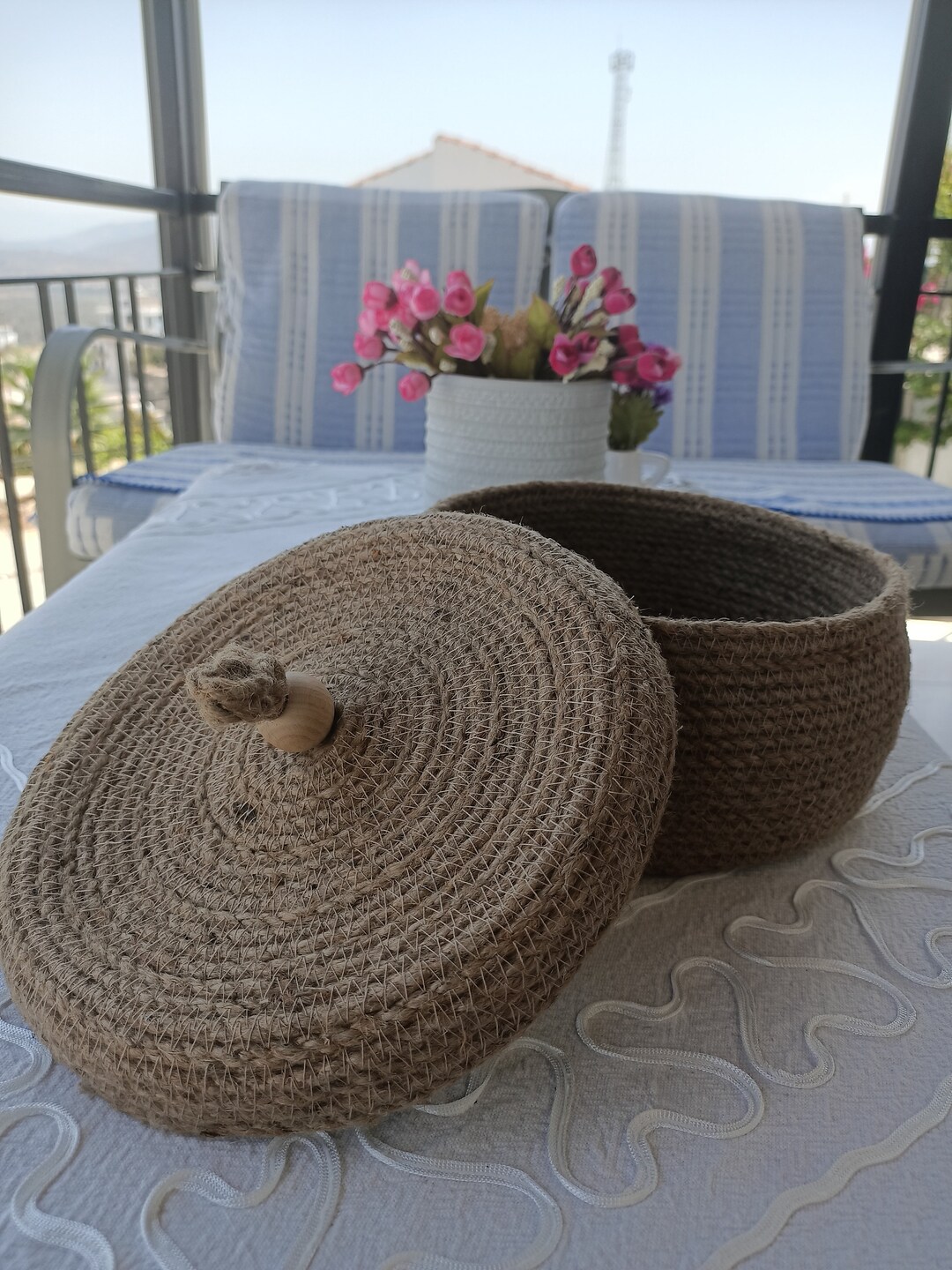 Handmade Jute Storage Box: Round Bathroom Organizer - Etsy