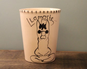 LLamaste Mug, Yoga Mug, Pottery Mug, Simple Mug, Housewarming Gift, Birthday Gift, Coffee Lover Gift