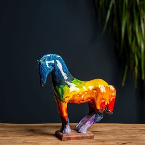 Rainbow Ceramic Horse, Artistic Ceramics, Horse Sculpture, Pottery Horse, Equine Decor, Equine Lover Gift, Animal Figure, Keramik Pferd image 1