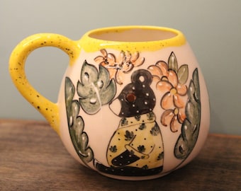 Ceramic Mug, Teddy Bear Mug, Yellow Mug, Bear, Mug, Summer Gift, Handmade Mug, Coffee Lover Pottery Mug