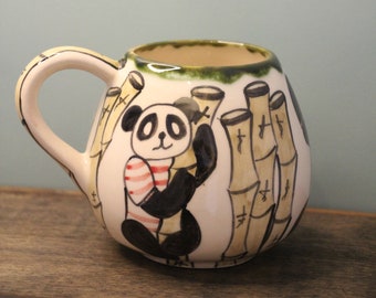 Panda Mug, Pottery Mug Handmade, Housewarming Gift, Unique Mug, Handpainted Mug, Animal Mug, Ceramic Mug, Cozy Coffee Mug, Birthday Gift