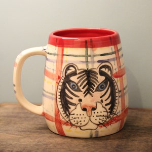 Pottery Mug, Handmade Ceramic Mug, Animal Mug, Custom Gift, Gift For Her, Gift For Him, Coffee Lover Gift, Red Mug