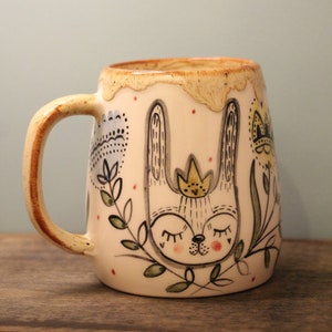 Rabbit Mug, Bunny Mug, Ceramic Mug, Custom Gift, Gift From Daughter, Unique Mug, Housewarming Gift, Office Mug, Coffee Lover