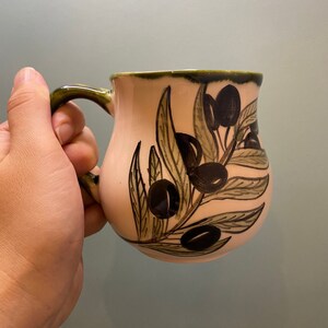 Personalized Mug, Christmas Gift, Customizable Mug, Pottery Mug, Olive Green Mug, Custom Mug, Handmade Pottery, Coffee Lover Gift