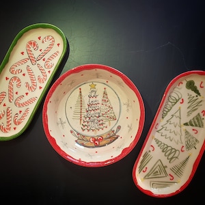 Christmas Tree Plate, Merry Christmas Platter, Dinning Plate Set, Gift, Christmas Tree Dining Set, Holiday Plate Set