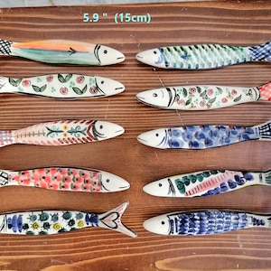 Set Of 4-6-8-11 Ceramic Sardine, Handmade Ceramic Sardine, Artistic Ceramics, Pottery Sardine, Fish Decor, Fish Lover Gift