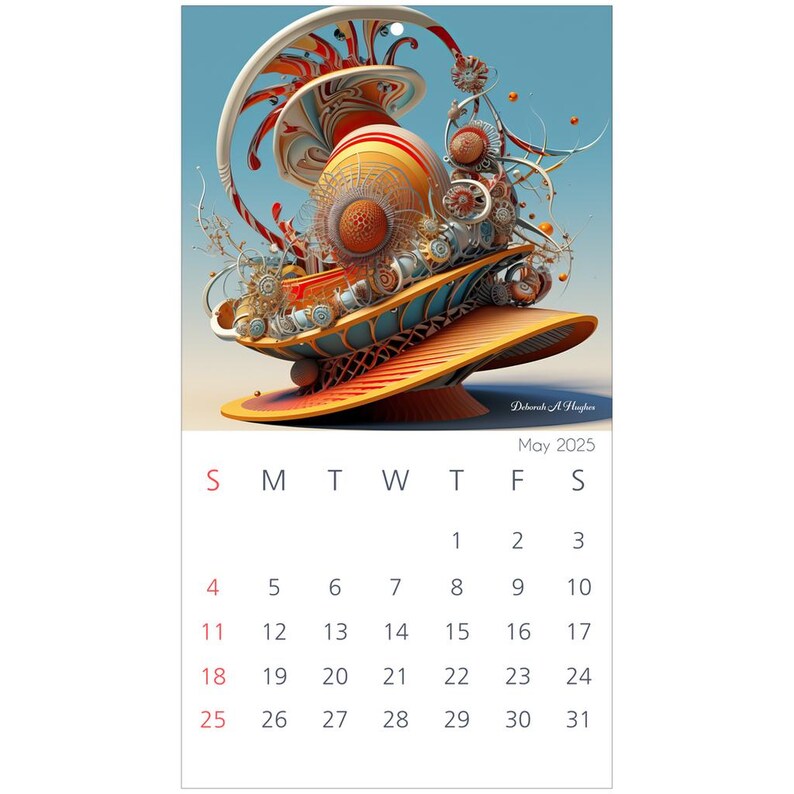2025 Wall Calendar Art Style of Fractal Surrealism Using the