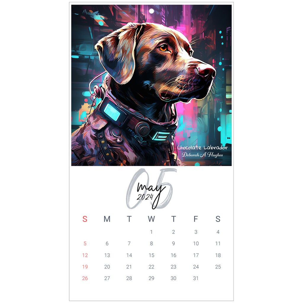 2024 Wall Calendars Cyberpunk Art Doggies Etsy