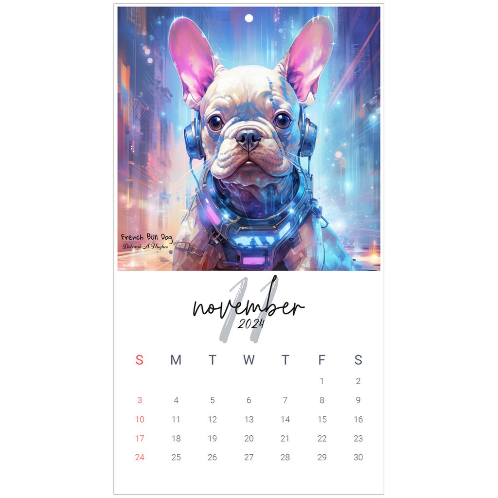 2024 Wall Calendars Cyberpunk Art Doggies Etsy