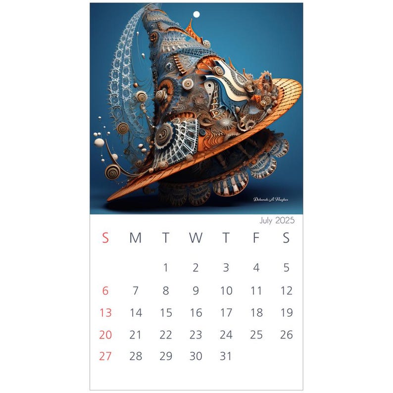 2025 Wall Calendar Art Style of Fractal Surrealism Using the