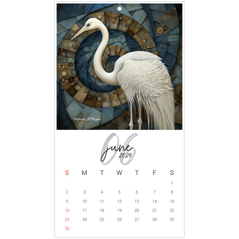 2024 Wall Calendars, Great White Egret, Fractal Surrealism Using the