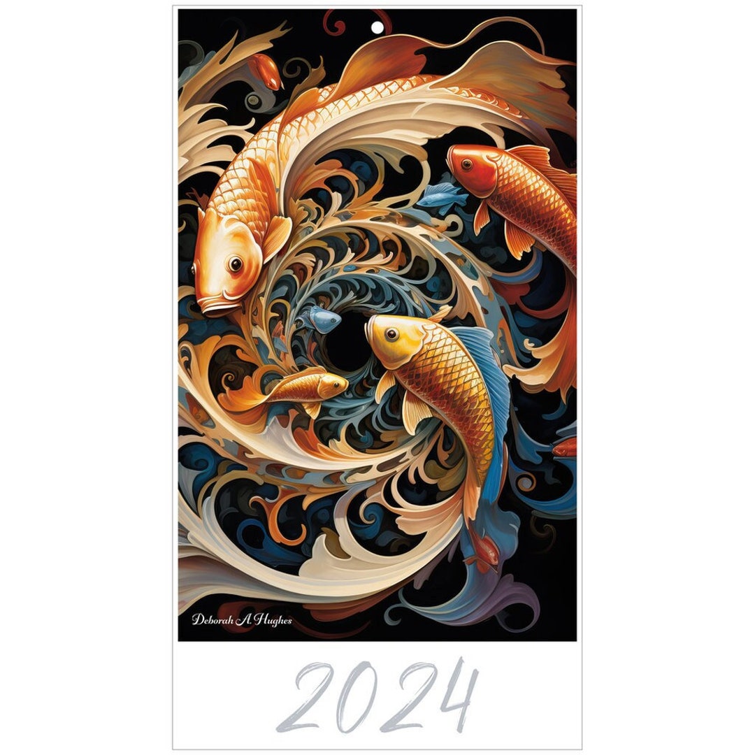 2024 Wall Calendar Fractal Surrealism Koi Fish - Etsy