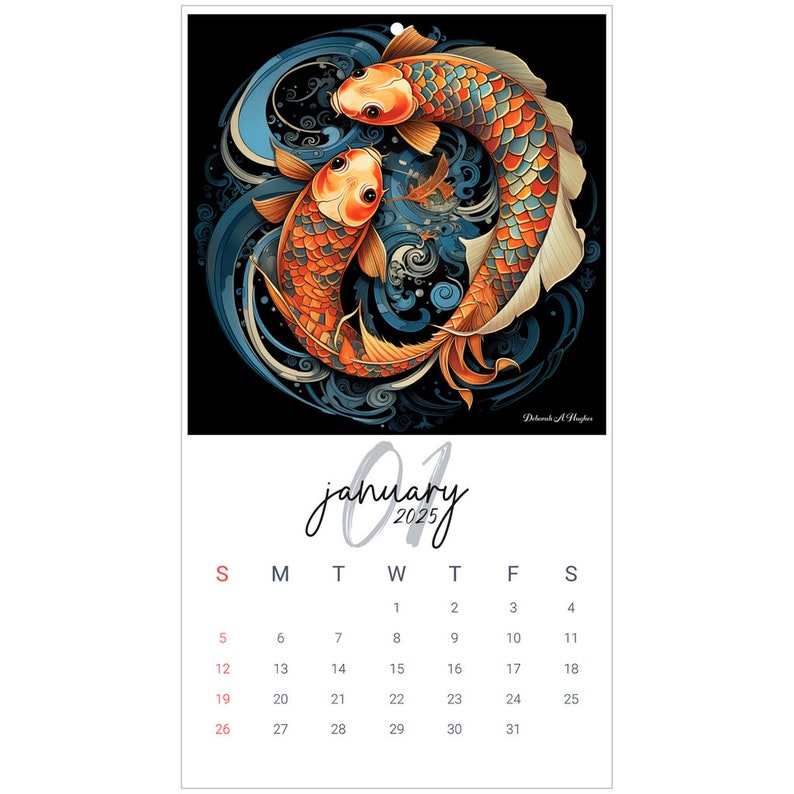 2024 Wall Calendar Fractal Surrealism Koi Fish - Etsy