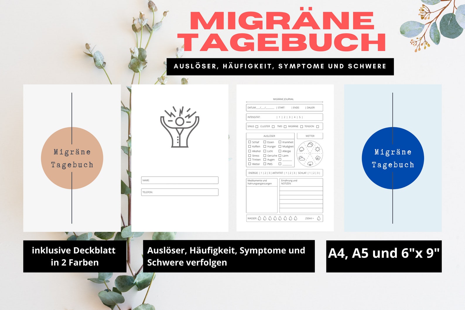 Migräne Tagebuch Tracker Vorlage Sofortiger Download Etsy