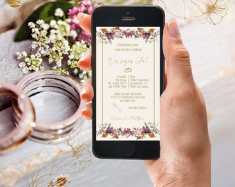 Digital e-Card | Einladung | Hochzeitseinladung | Save the Date | Hochzeit | Geburtstag | WhatsApp | "BOHO Floral I." PERSONALISIERT