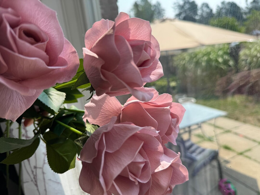 Real Touch Dusty Pink Rose: Artificial Flower Arrangement, 26