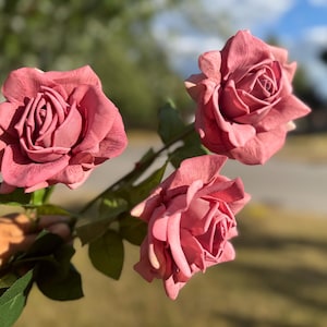 3 Roses, Real Touch Rose, Artificial Fake Flowers, Flowers Decoration, Silk Fake Flowers, Faux Flowers, Rich Dusty Pink Rose