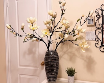 Magnolia Flowers, White Magnolia Tree Faux, White Flowers Fake, Indoor Tree, Fake Branches, Home Decor Tree, High Quality Fake Plant