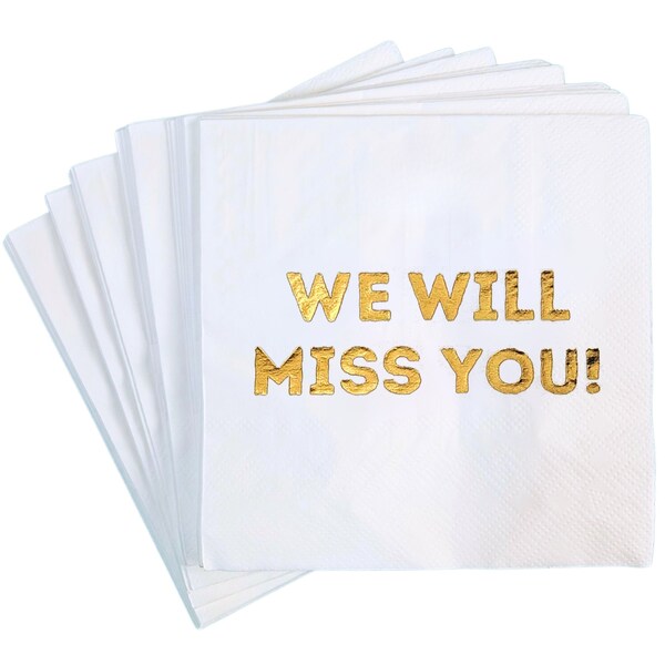 We Will Miss You Cocktail Napkins - 50 Pack - Farewell, Going Away, Retirement Party Decorations Supplies, Coworkers Leaving Goodbye,...