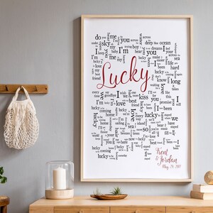 Lucky//Wedding Song Lyrics Wall Art//Wedding Gift//One Year Anniversary Gift//Paper Anniversary//Colbie Caillat and Jason Mraz
