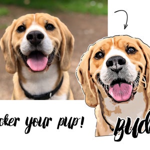 Custom Pet Sticker - Personalized Vinyl Stickers for Dogs & Cats - Unique Pet Portrait Decals