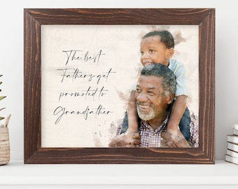 Custom Grandpa Portrait, Grandfather and Kid Watercolor from Photo, 1st Granddad with Grandkids