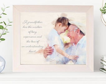 Custom Grandfather Portrait - Personalized Fathers Day Gift From Daughter - Unique Birthday Present For Grandpa