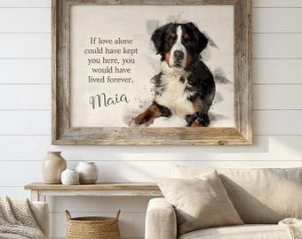 Custom Pet Portrait Watercolor Style Print, Dog Cat Memorial, Personalized Animal Art