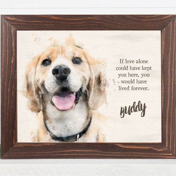 Watercolor Dog Print From Photo,  Personalized Gift For Her/GirlfriendWife Gift Dog Memorial Pet Photo Gift Dog Mom Frame