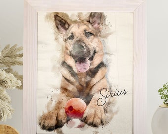Pet Watercolor Portrait, Custom Dog or Cat Art, Personalized Memorial