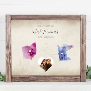 Fernfreunde / Beste Freunde Umzugsgeschenk / Connected States / Custom State to State Sign / Neue Abenteuer, College Going Away