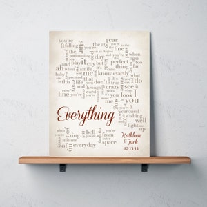 Everything//Wedding Song Lyrics Wall Art//Wedding Gift//One Year Anniversary Gift//Paper Anniversary//Michael Bublé