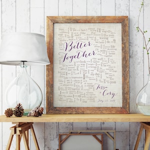 Better Together//Wedding Song Lyrics Wall Art//Wedding Gift//One Year Anniversary Gift//Paper Anniversary//Jack Johnson
