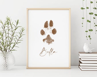 Custom Pet Memorial Paw Print, Personalized Loss Keepsake, Dog/Cat Art